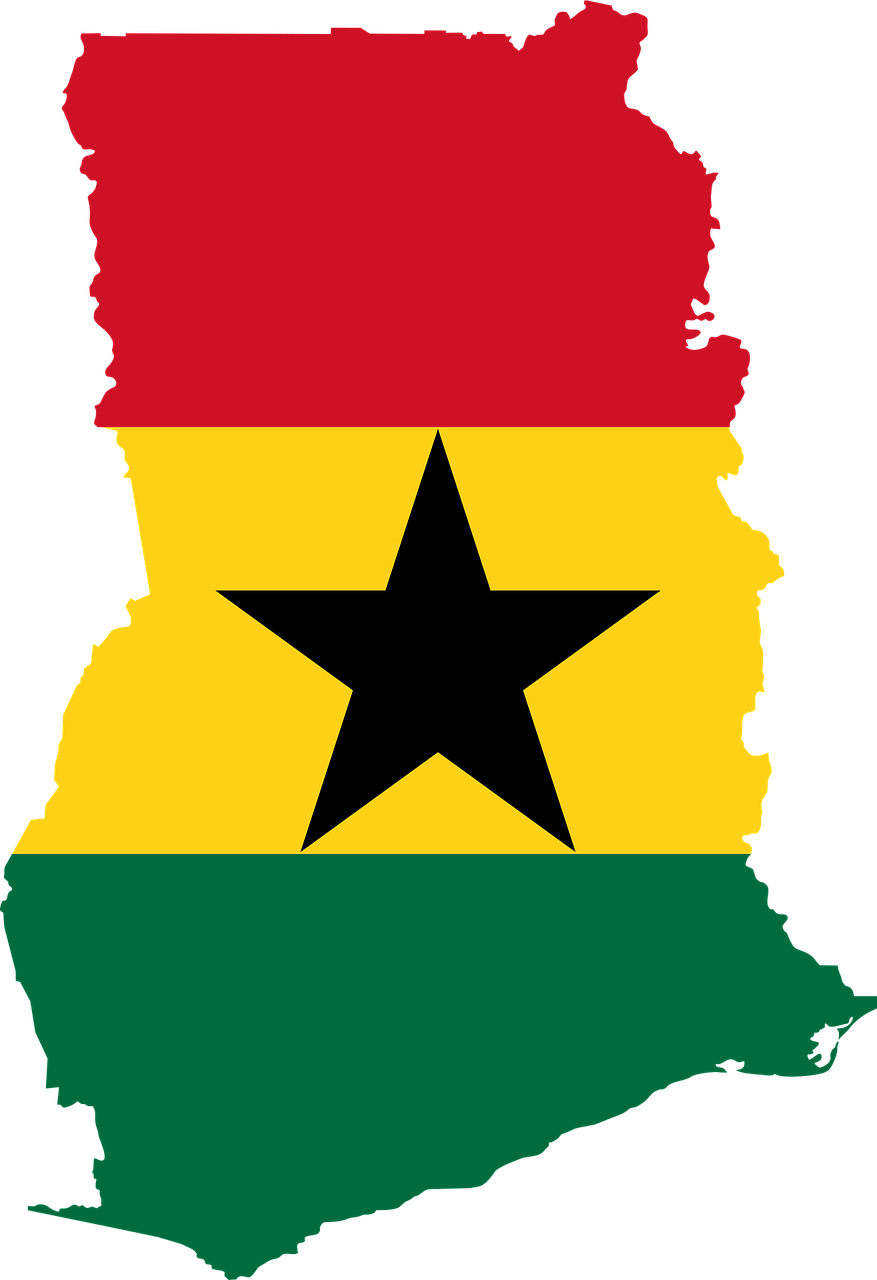 ghana flag in country shape